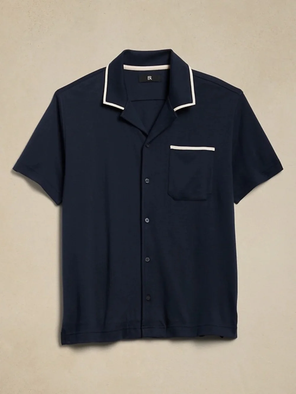 Banana Republic Luxury Touch Navy Blue Resort Shirt